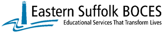 Eastern Suffolk Blue logo with a stylized lighthouse and wave on a black background