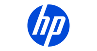 HP logo in blue circle on white background